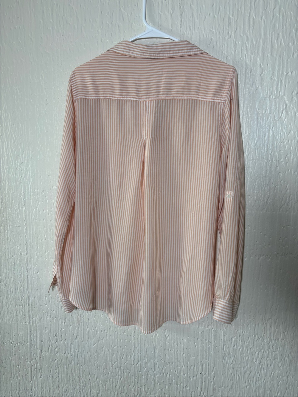 Velvet Heart Peach and White Striped Button-Front Shirt Women Size Large - Picture 3 of 15